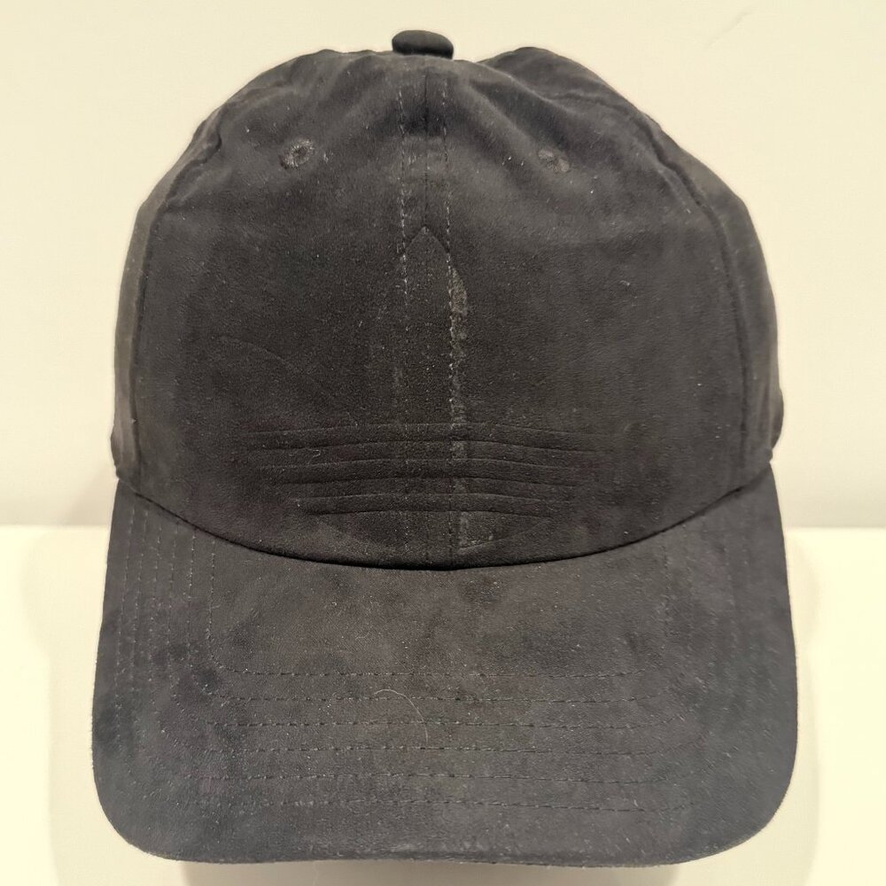 Adidas Strapback Adjustable Hat Cap Black Microfiber Suede